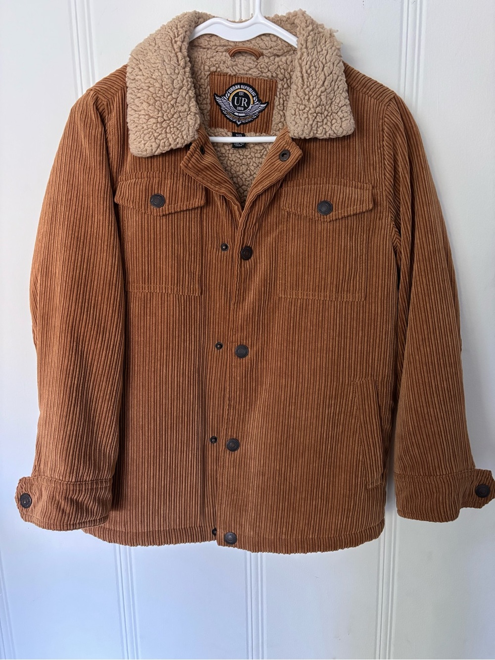 Boys Urban Republic Corduroy Jacket with Sherpa Collar - Tan Brown